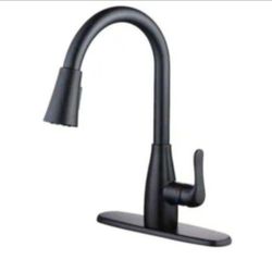 Glacier Bay McKenna Single-Handle Pull-Down Sprayer Kitchen Faucet in Matte Black with TurboSpray and FastMount