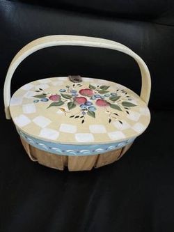 Artist created “Berries “ wood Basket