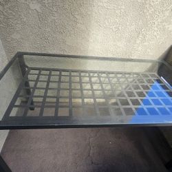 Rectangle Glass Top Table with Decorative Wrought Iron Base