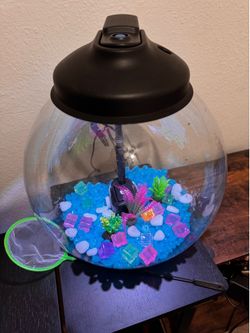 3 Gallon Plastic Fish Bowl with Ligh & Filter + Decoration (NEW)