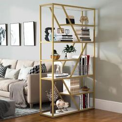 New Earlimart 70.9 White Gold 7-Tier Open Bookshelf I  