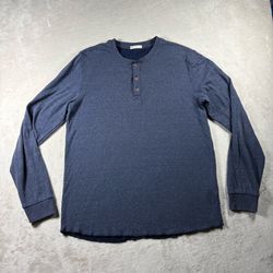 Marine Layer Shirt Men’s M/L Blue Double Knit Long Sleeve Henley Button #1741