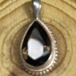 Vintage Sterling Smokey Quartz Pendant 
