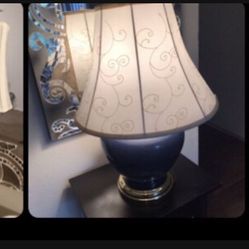 Vintage Blue Glass Table Lamp 