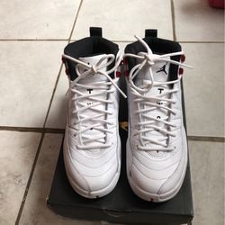 jordan 12s red and white size 7y 