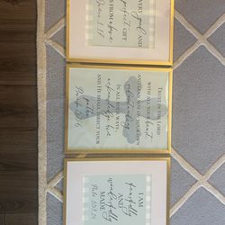 11x14 Baby Blue Biblical Prints in Gold Frames