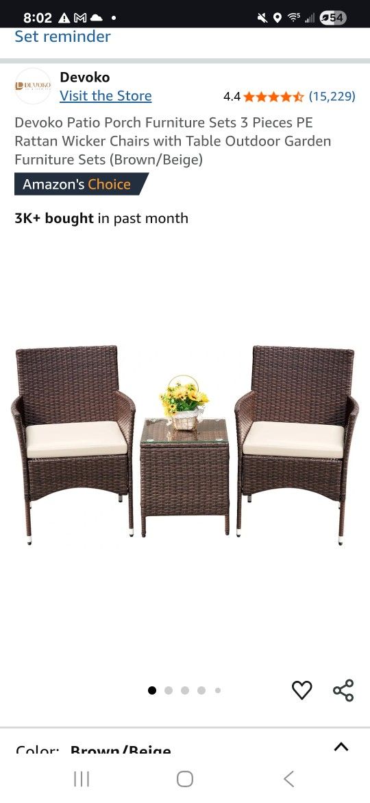 Patio Set 2 Chairs and a table