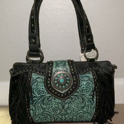 Vintage 2007 Genuine Leather Trinity Ranch Turquoise Purse