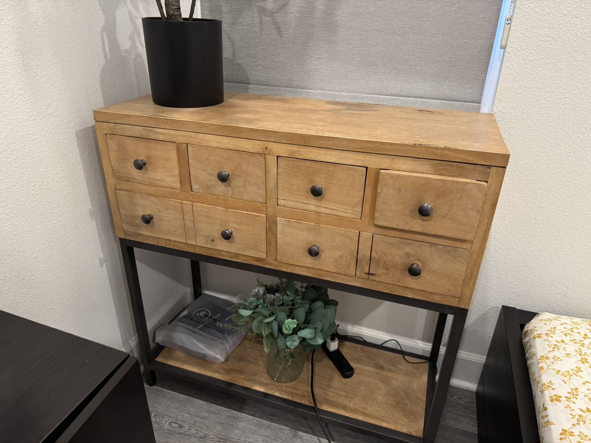 Solid Wood & Metal Console Table – 6 Drawer Storage (Excellent Condition)