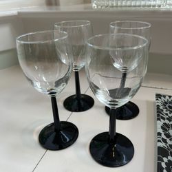 4 Vintage Black Stem Wind Glasses