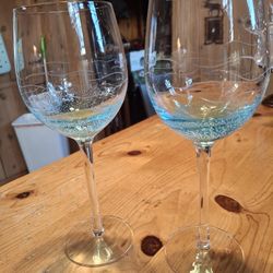 Decorative Etched Wine Glasses