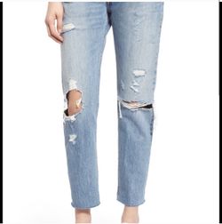women’s Levi’s 501 ct cropped distressed boyfriend jeans