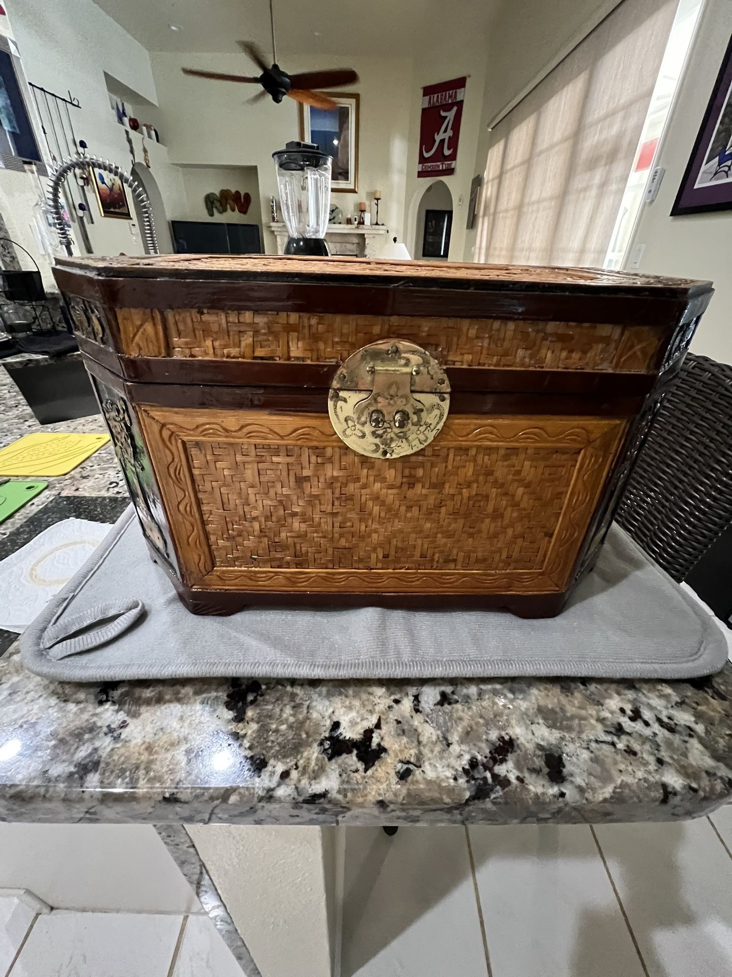 Asian Rattan Keepsake Box