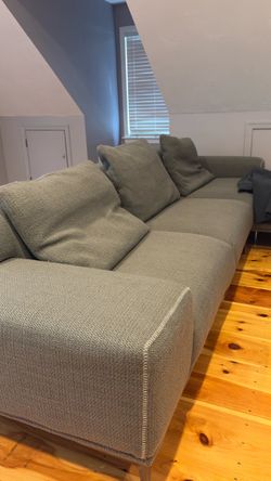 Large Italian Gray Fabric Sectional Sofa