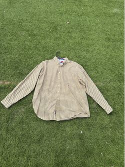 Vintage Tommy Hilfiger Plaid Button Up Shirt XL Yellow Blue 100% Cotton Logo