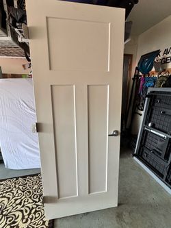 Solid wood three panel door with handle & hardware