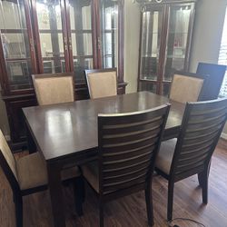 Dining Room Table 6 Chairs & China Cabinet