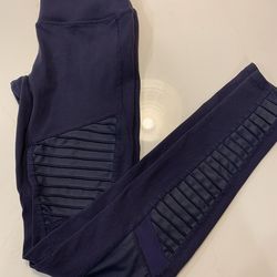 ALO Moto Leggings Pants size XS Heathered Dark Navy High Waist Activewear Mesh