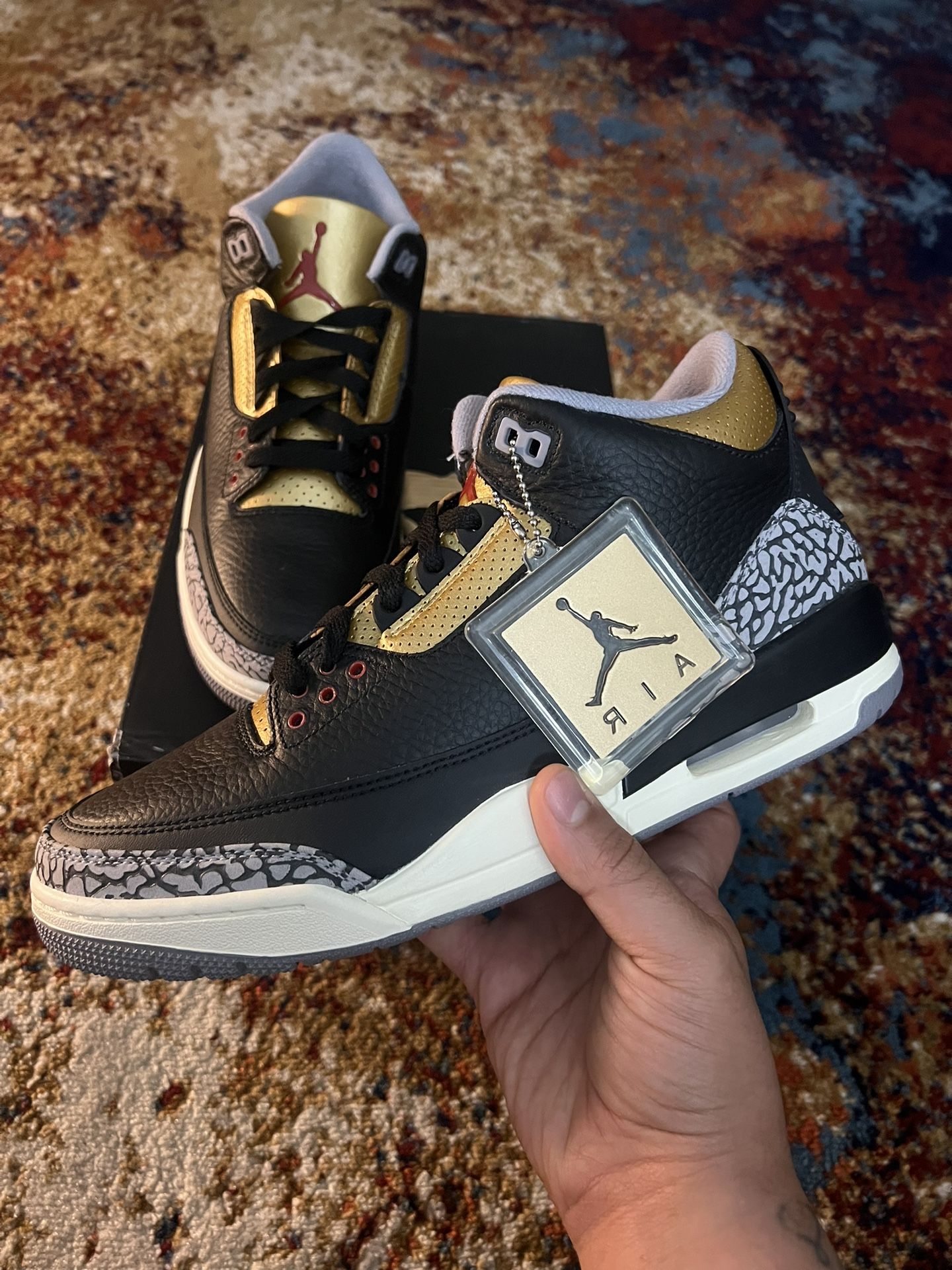 Jordan Retro 3 Black Cement Gold