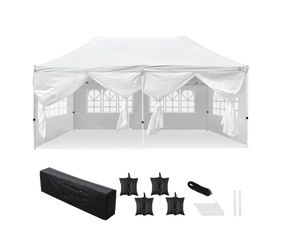 White 10x20 Ft Waterproof Ez Pop Up Canopy Tent Shelter - Sun Protection