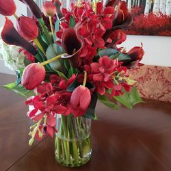 Amazing Bouquet Fake Flowers With Vase Looks Like Real H 24"