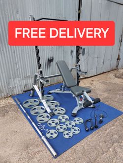 Hoist Squat Rack / Olympic Weight Plates / Gym / Gymnasio / Power Rack / Pesas / Bench Press / Fitness