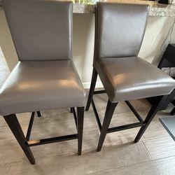 Crate And Barrel Gray Barstools (2)