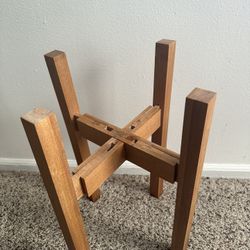 Wooden Plant Stand, Adjustable Width, Mid-Century Modern