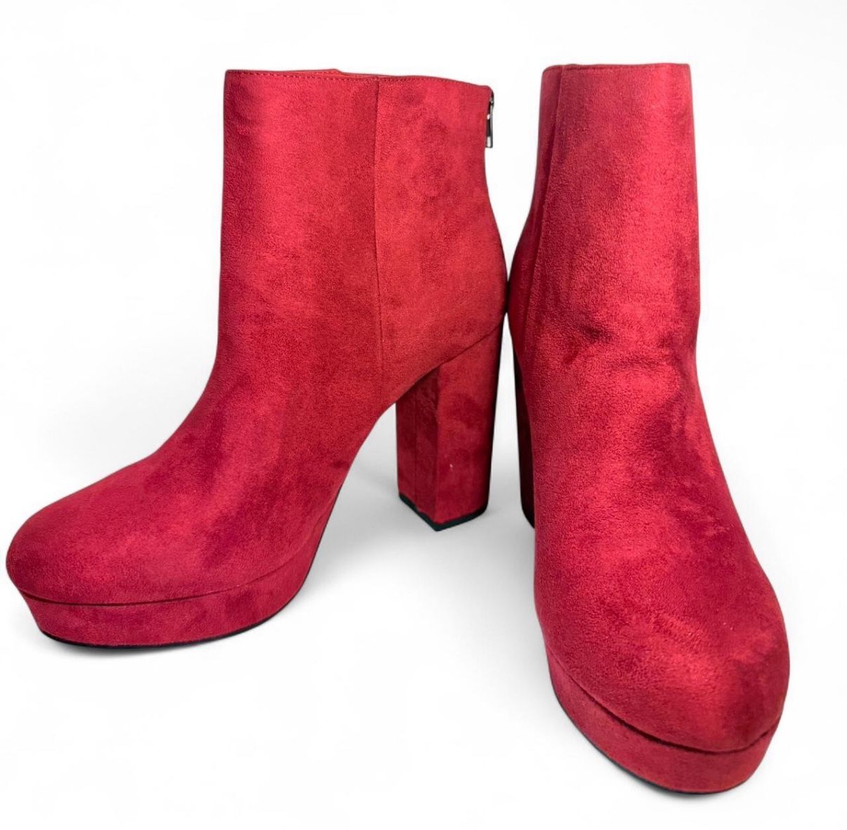 Red Faux Suede Platform BOOTS- Woman’s Size 11