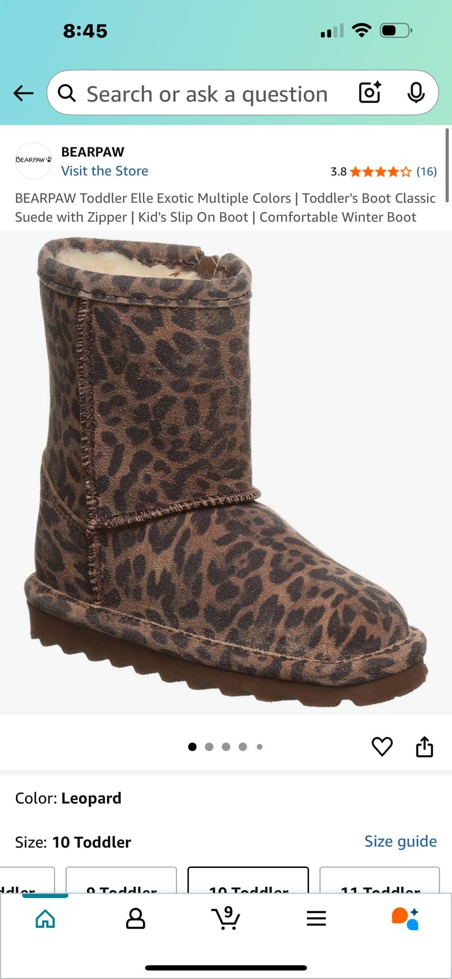 Bear paw Toddler Boots Size 10