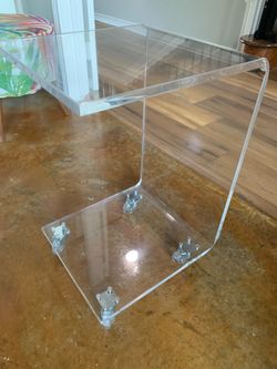 Clear Acrylic C Shaped Rolling Accent End Table - Make Offer