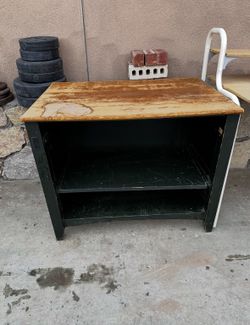 solid heavy wooden table 