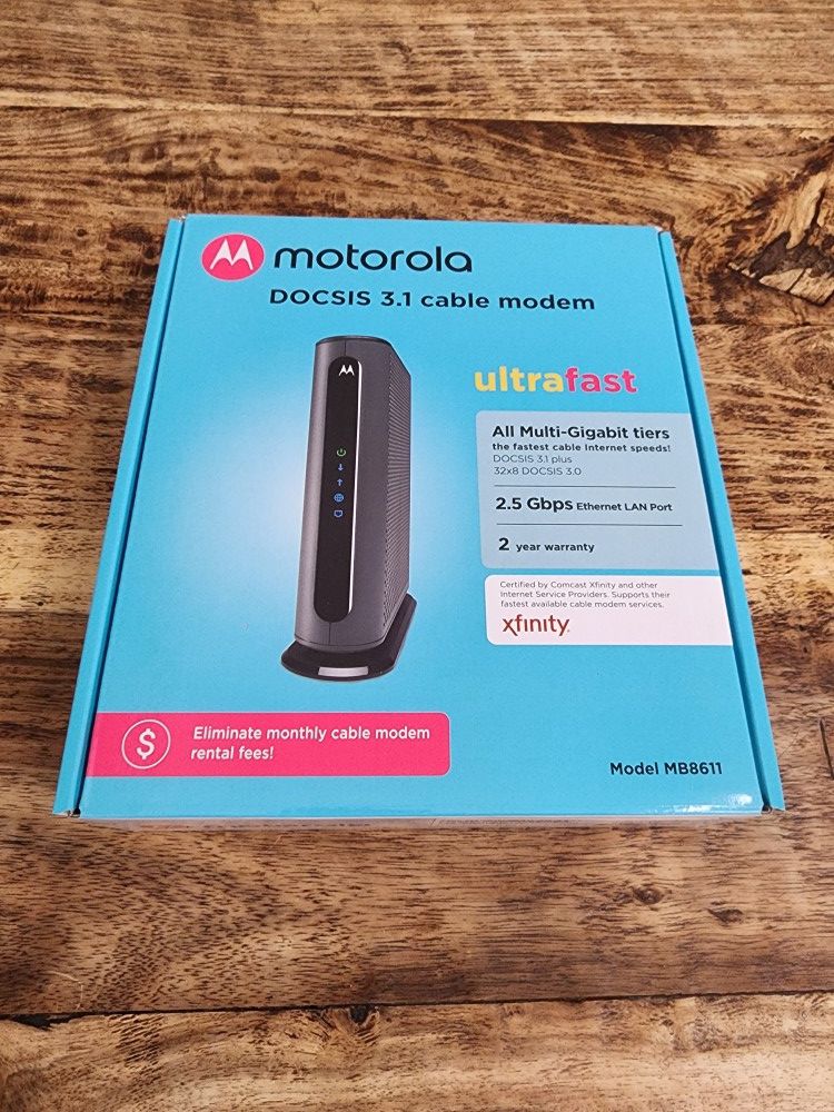 Motorola MB8611 3.1 Multi-Gig Cable Modem.  Approved For Comcast, Xfinty Cox, and Spectrum. 