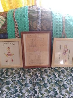 Vintage Framed Pin-Up Art Prints Set of 3