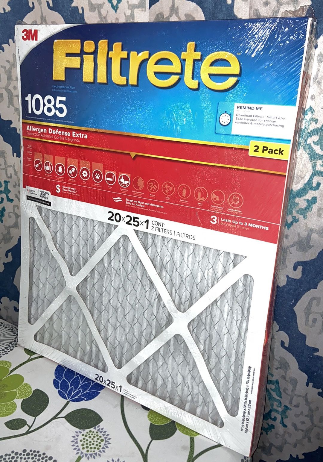 2 Pack Filtrete 20x25x1” Air Filter Allergen Defense Extra