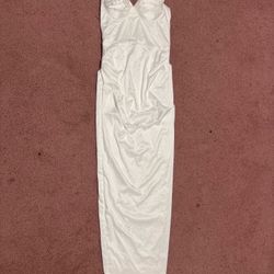 New small white satin dress Evening Coctail party pencil slit buster formal 