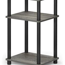 Furinno End Table / Side Table / Night Stand / Bedside Table with Plastic Poles, 1-Pack, French Oak Grey/Black