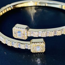 Women Men's Baguette Tennis Link Chain Bracelet, 14K Gold 5X Layered Bangle Bracelet, Bling Bracelet, CZ Diamond Bracelet, ICY Bracelet