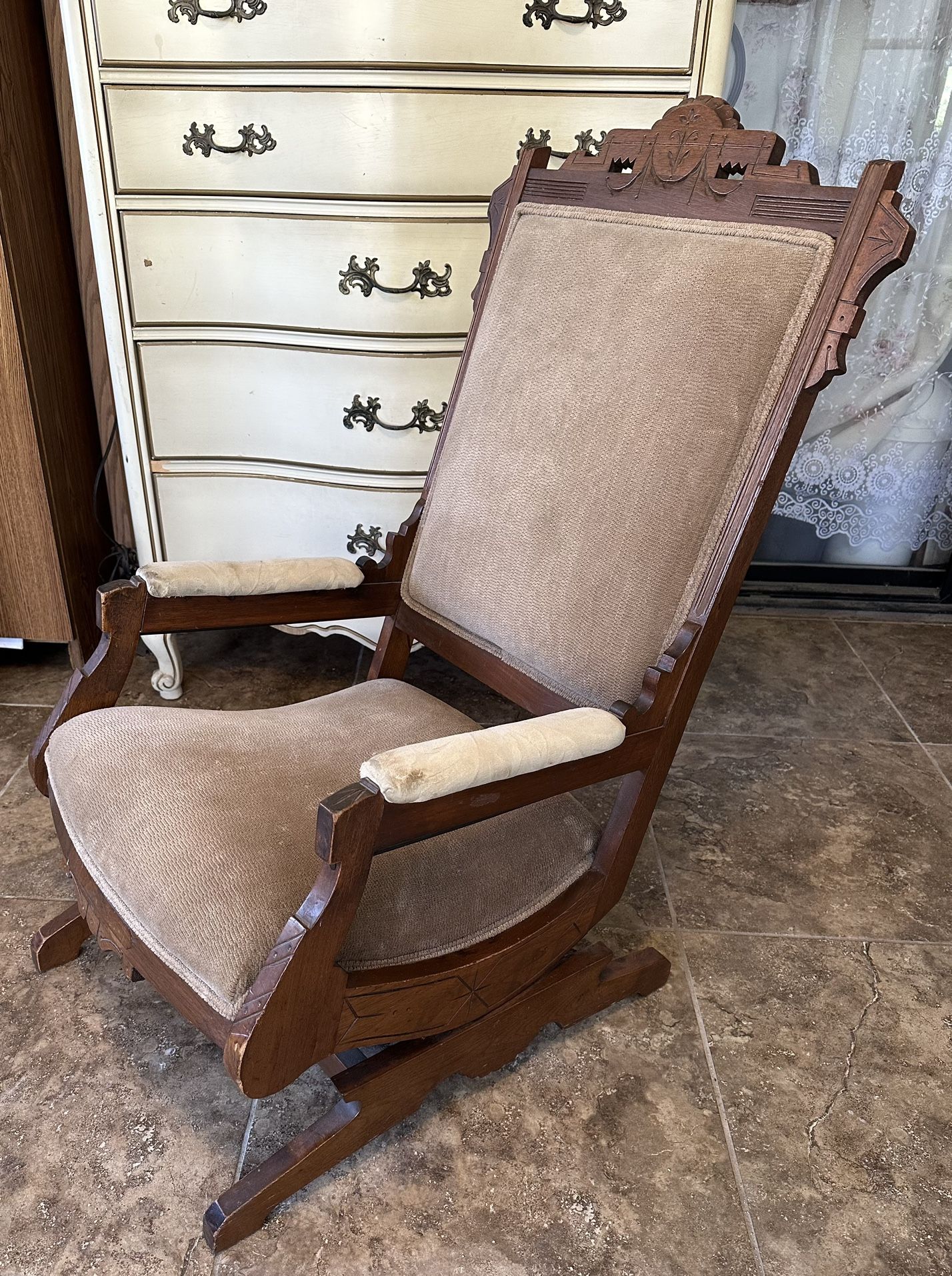 Antique Carved Victorian Platform Rocking Chair - Late 1800’s