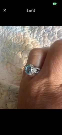 Vintage Sterling Silver 925 Blue Topaz Ring Sz 7 Signed SUN Designer