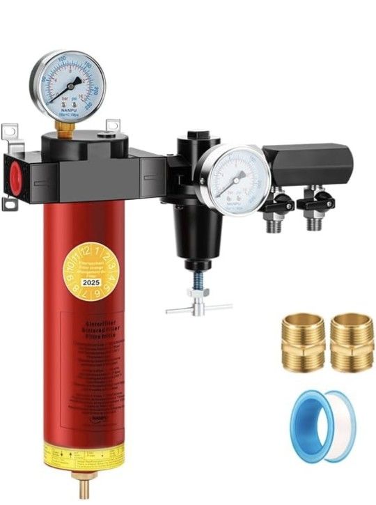 NANPU Z-R Air Filter Regulator– Sintered Filter, 3/8" NPT Inlet, 1/4" NPT Outlet Module, 0-230 psi Gauge, 127 CFM @ 6 bar, Metal Housing, Heat Resista