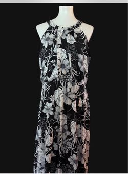 Vintage Dress by Robbie Bee/ Black & White Floral Maxi XL