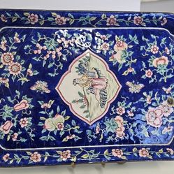 Vintage Chinese Copper Baked Cloisonne Enamel Tray