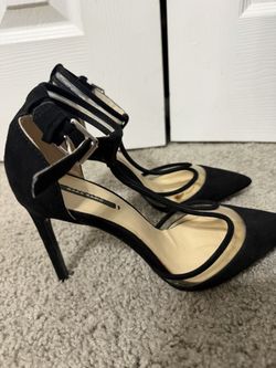 Zara Black Heels Pointed Toe Ankle Strap