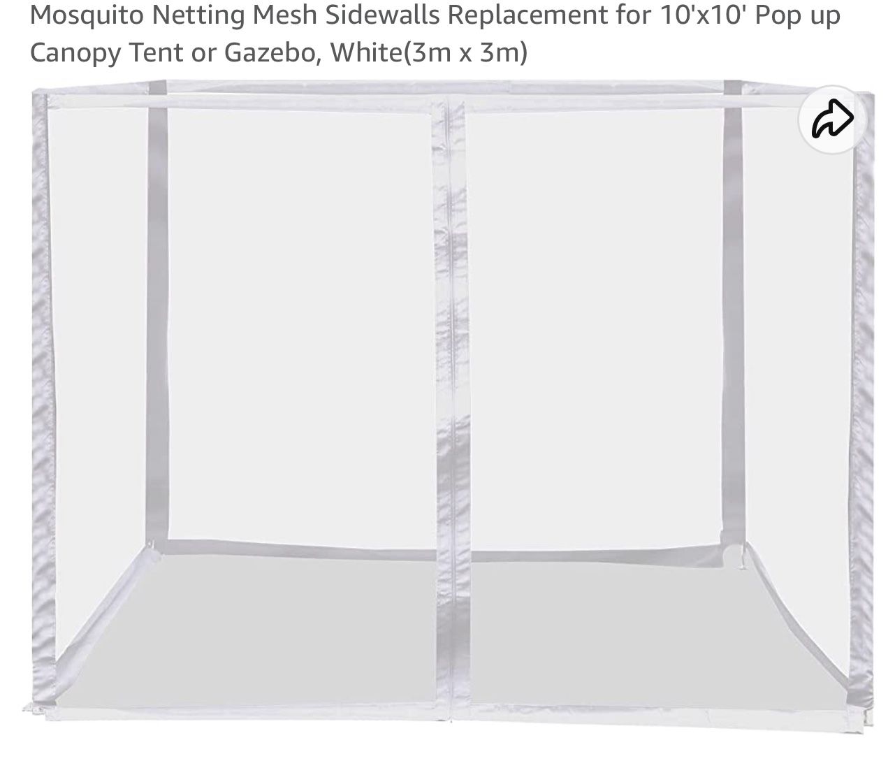 Mosquito Netting Mesh Sidewalls Replacement for 10'x10' Pop up Canopy Tent or Gazebo