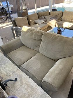 Leather and fabric couch