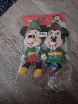 Disney Mickey & Minnie Christmas Elf Plush Set