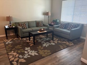 Couch / Loveseat/ tables, lamps, large rug
