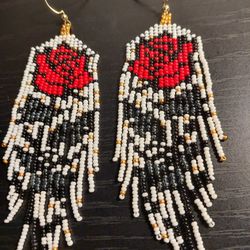 Rose Glass Bead Earrings 