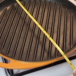 Vintage Enameled Cast Iron Grill Pan – Made in France – Oval Ribbed